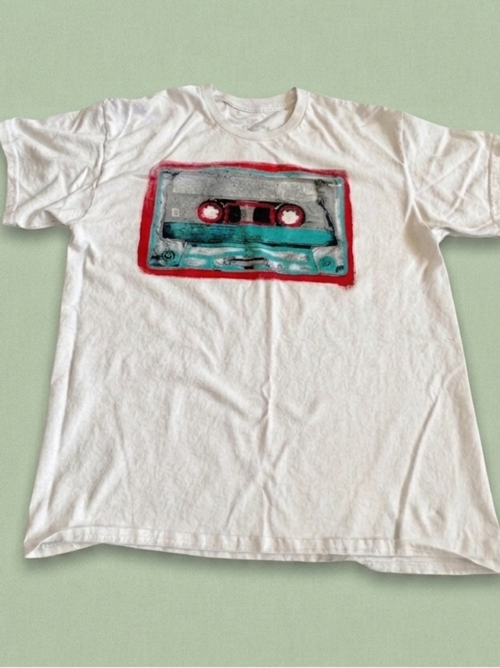 Kid Dangerous Los Angeles Cassette Tape Graphic T-Shirt 100% Cotton Mens L White